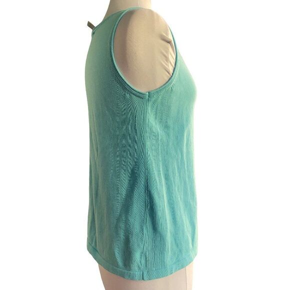 Chico's Caribbean Blue Scoop Neck Sleeveless Pullover Tank Top Punch Detail Sz 0 - Picture 3 of 5